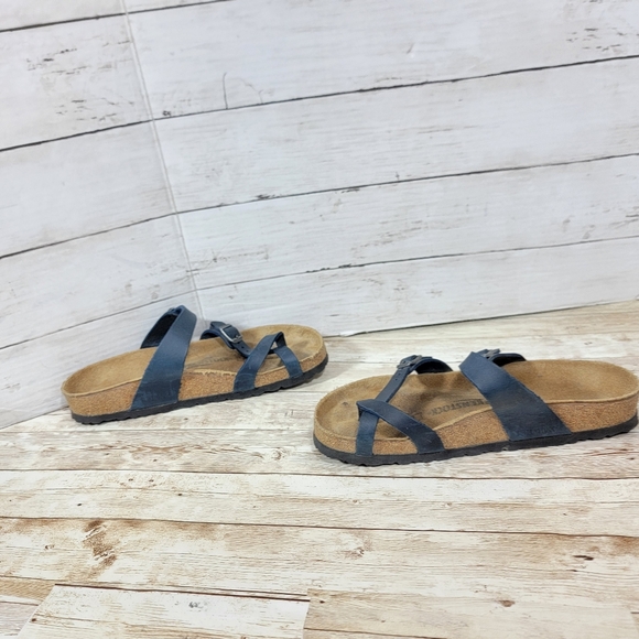Birkenstock Mayari Oiled Leather Sandals In Blue U S W 9 - Picture 7 of 9